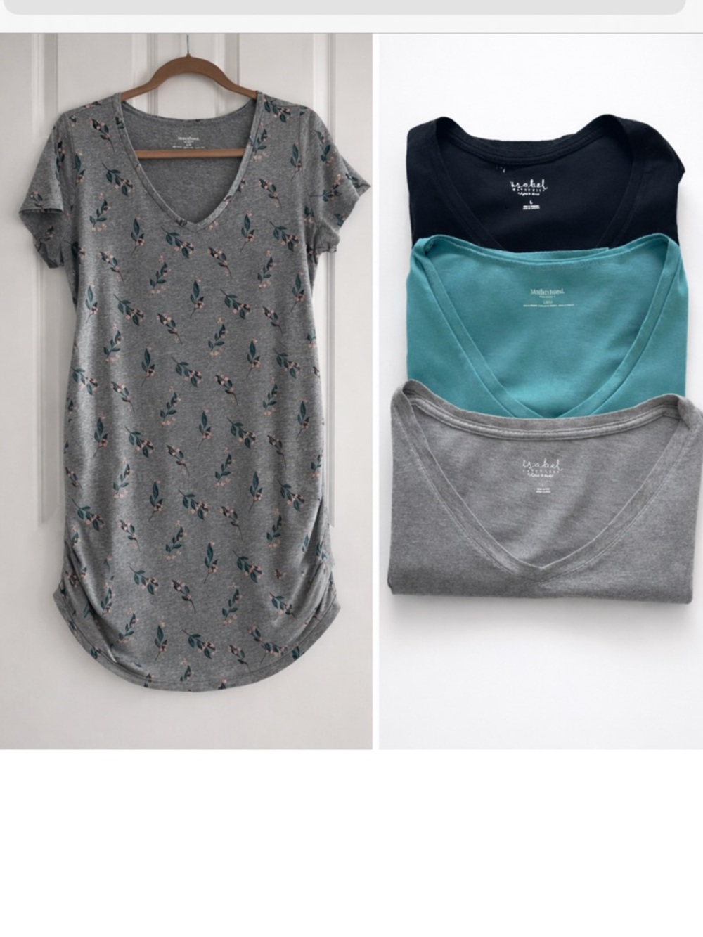 Maternity Top Tees Large Short Sleeve Ruched V-Neck Motherhood Isabel Lot of 4